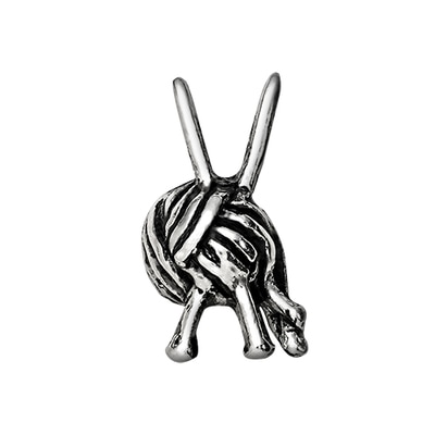CH1638 Retired Silver Knitting Needles Charm
