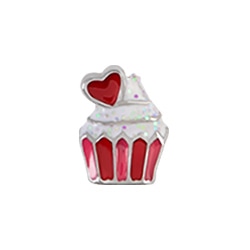 CH1966 Retired Valentine Cupcake Charm with Red Heart on Top 1st Edition