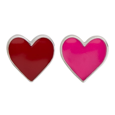 CH3119 Retired Two-Sided Enamel Heart Charm in Pink and Red