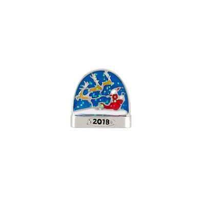 CH3285 Retired 2019 Snowglobe Charm with Santa, Sleigh and Reindeer.