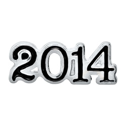 CH4015 Retired "2014" Year Charm in Silver and Black Enamel