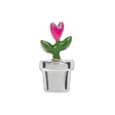 CH4124 Retired Pink Tulip in a Silver Pot Charm