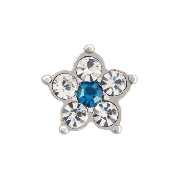 CH4151 Retired Crystal Flower Charm with 5 Clear Crystals and a Blue Crystal Center