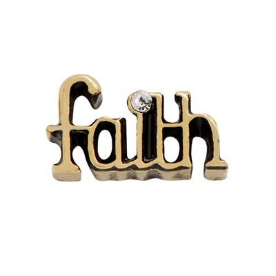 CH5040 Retired Gold "Faith" Charm with a crystal in the i