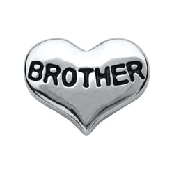 CH6026 Retired Silver "Brother" Heart Charm