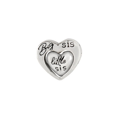 CH6069 Silver Two-Piece "Big Sis" and "Little Sis" Heart Charm
