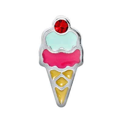CH7014 Retired Enamel Ice Cream Cone with Crystal Cherry Charm