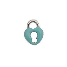 CH9029 Retired Heart Lock Charm in Aqua and Silver