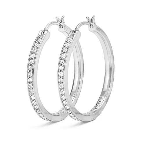 ER1021 30mm Silver Pave Hoops (The Kate)