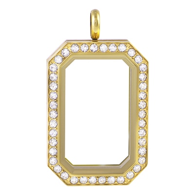 LK1023 Gold Heritage Rectangle Locket with Crystals