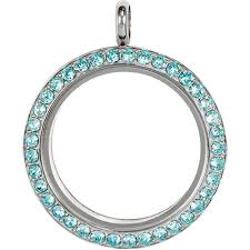LK9023 Large Silver Twist Locket with Light Turquoise Crystals
