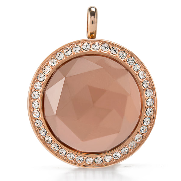 LK9087 Medium Rose Gold Twist Locket with Blush Prism Face and Clear Crystals
