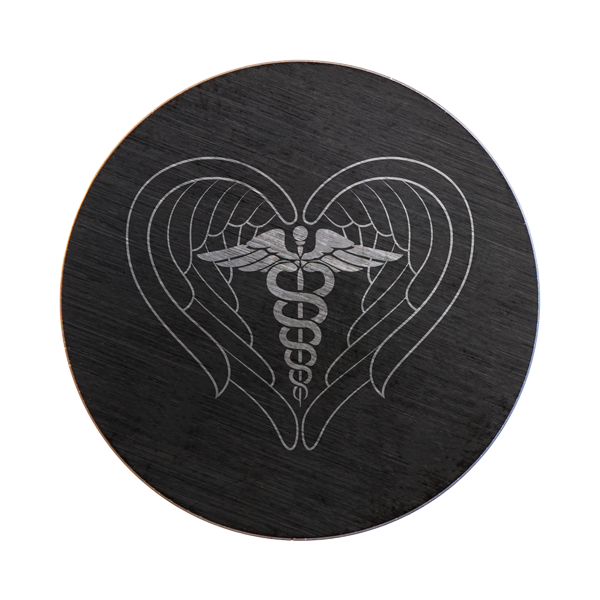 PB9336 Large Black Plate with Medical Symbol and Heart