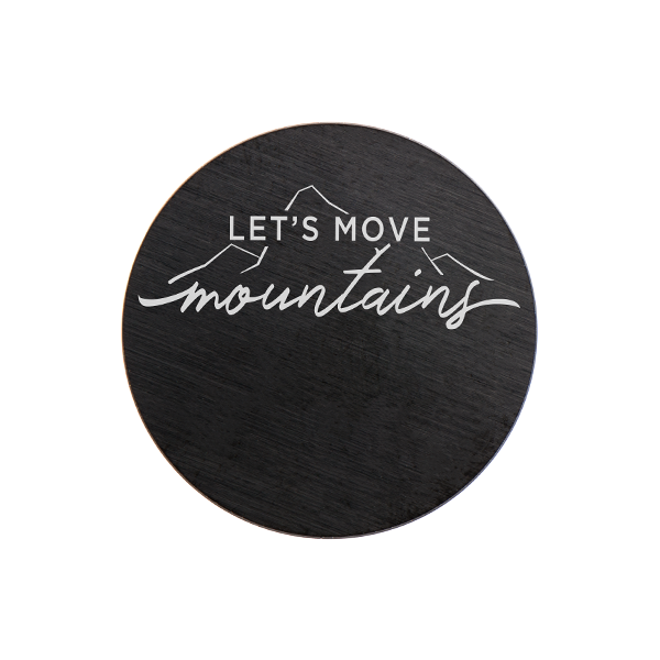 PB9323 Med Black "Let's Move Mountains" Plate