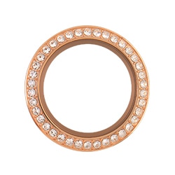 BZ3007 Medium Rose Gold Twist Locket Face with Clear Crystals