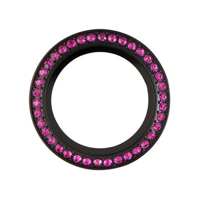 BZ3010 Medium Black Twist  Face with Bright Pink Fuchsia Crystals