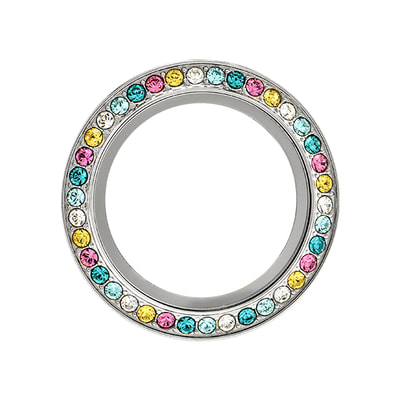BZ3022 Medium Silver Twist Face with Live Sparkly Multi-Colored Crystals