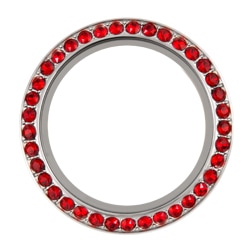 BZ4024 Large Silver Twist Face with Red Siam Crystals