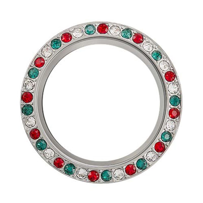 BZ4050 Large Silver Christmas Color Crystal  Twist Face