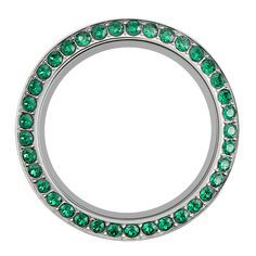 BZ9043 Large Silver Twist Face with Round Emerald Crystals