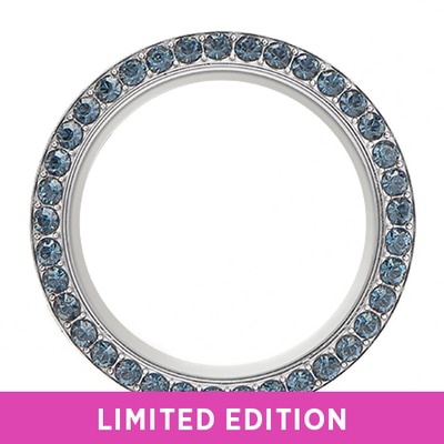 BZ9029 Large Silver Twist Face with Montana Blue Crystals