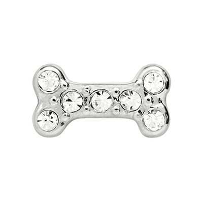 CH1001 1st Issue Silver Dog Bone with Crystals