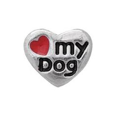 CH1006 Silver Love My Dog Heart Charm