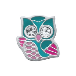 CH1025 Hello Owl! Aqua and Pink Owl with Crystal Eyes