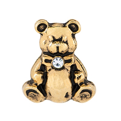CH1039 Gold Teddy Bear Charm with crystal