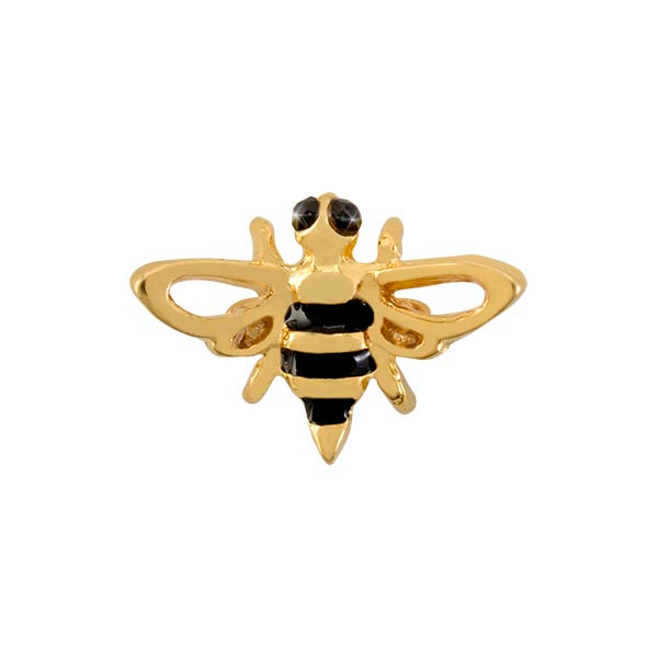 CH1070 Gold Bee Charm with Black Enamel Accent