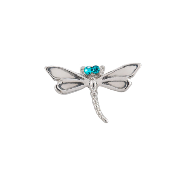 CH1086 Silver Dragonfly with Aqua Crystal