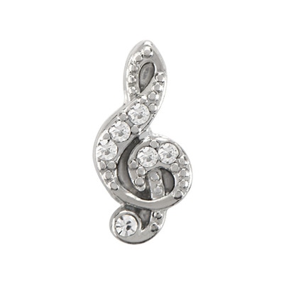 CH1109 Silver Pave Treble Cleft Music Charm