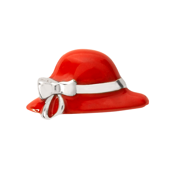 CH1124 Red Sun Hat Charm with White Band and Bowtie