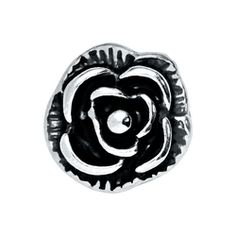 CH1505 Retired Silver and Black Rose Bud Charm