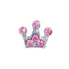 CH1609 Silver Pink Crystal Crown charm with 6 pink crystals