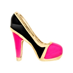 CH1631 Bright Pink and Black High Heel Shoe Charm