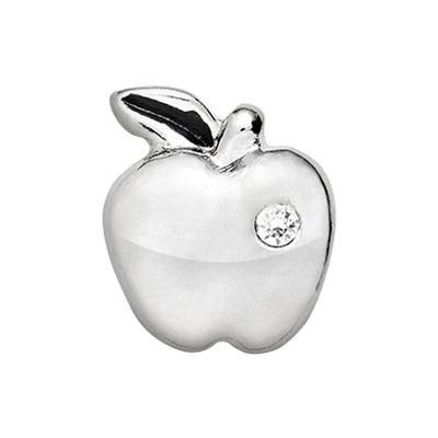 CH1636 Retired Silver Apple with Crystal Charm