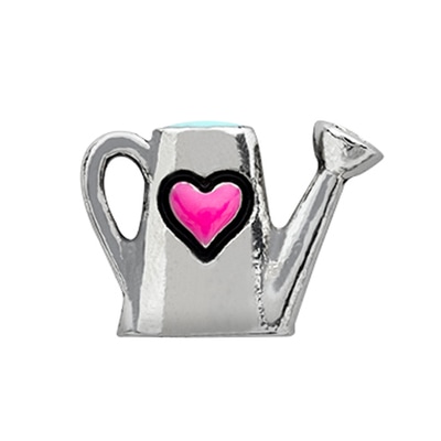 CH1644 Retired Silver Watering Can Charm with Pink Heart