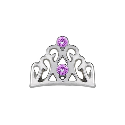 CH1664 Silver Tiara charm with Pink Crystals