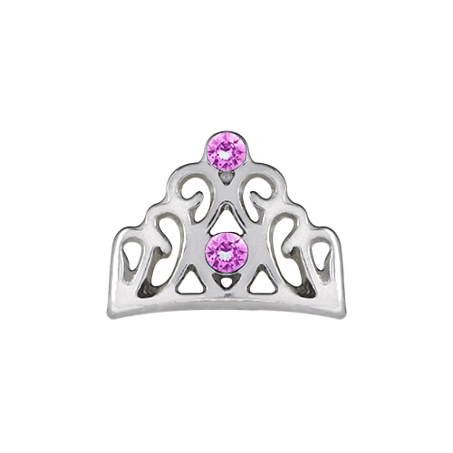 CH1664 Princess Tiara Charm in Silver and Pink Crystals