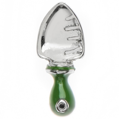 CH1686 Retired Silver and Green Garden Trowel Shovel Charm