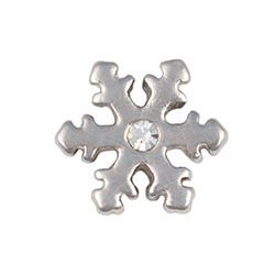 CH1901 Retired Silver Flat Snowflake Charm with Crystal