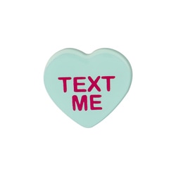 CH1938 Retired Conversation Heart Charm in Blue with "TEXT ME"