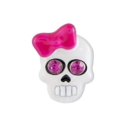 CH1952 Retired White and Pink Skull Charm with Crystals