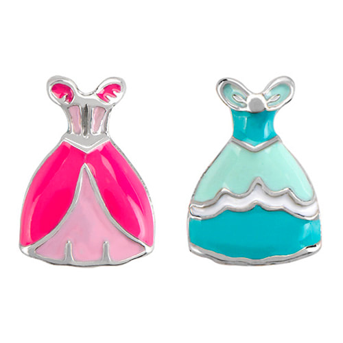 CH1986 Retired Princess Gown Charm.  Two-sided in Pink and Blue