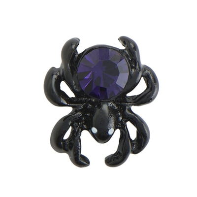 CH1903 Retired Black Spider Charm with Purple Crystals