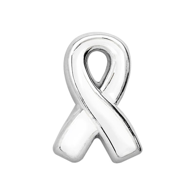 CH2008 White Ribbon Charm Bone Cancer, Blindness, Gay Teen Suicide Awareness, Osteoporosis, Bone Disease, Lung Cancer