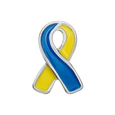 CH2021 Blue and Yellow Ribbon Charm Downs Syndrome Awareness