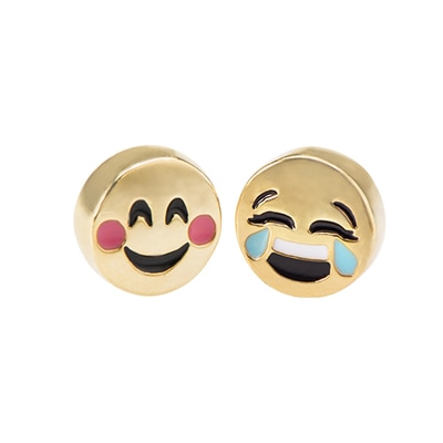 CH2504 Retired Gold Smiling and Laughing with Tears Emoji Charm