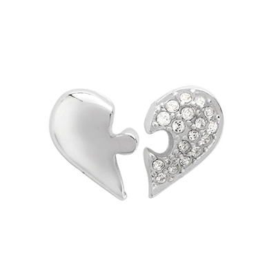 CH2903 Retired Two-Piece Legacy Silver Heart Charm with Crystals on one side